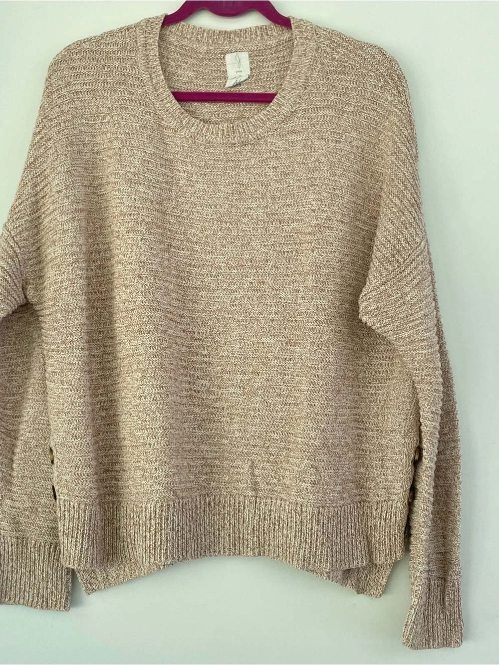 Joie Cozy Cream Knit Sweater - Women's Crewneck 3 side button details size XL